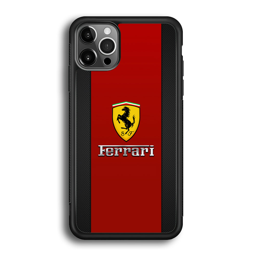 Ferrari Luxury Car Stripe Logo iPhone 12 Pro Max Case | Slim Rubber Case for iPhone 12 Pro Max