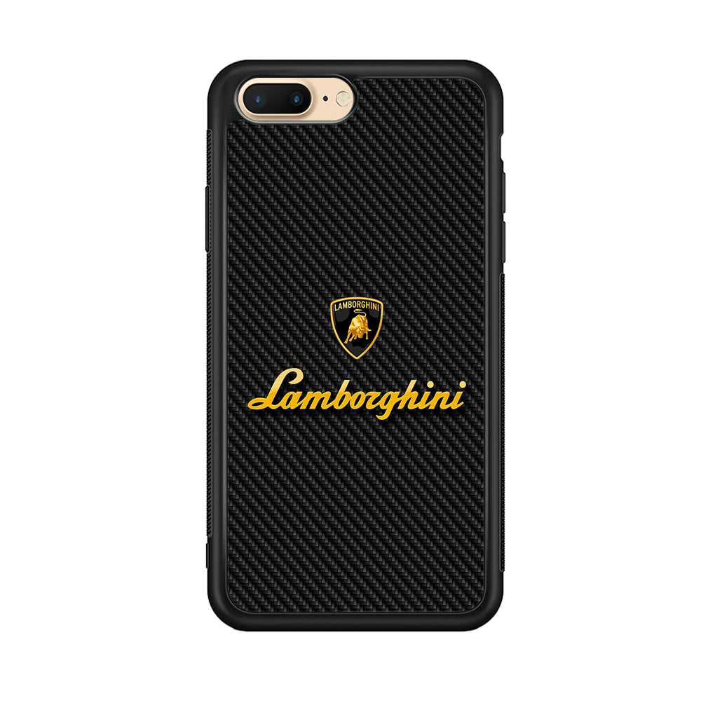 Lamborghini Black Carbon Logo iPhone 8 Plus Case | Slim Rubber Case for iPhone 8 Plus
