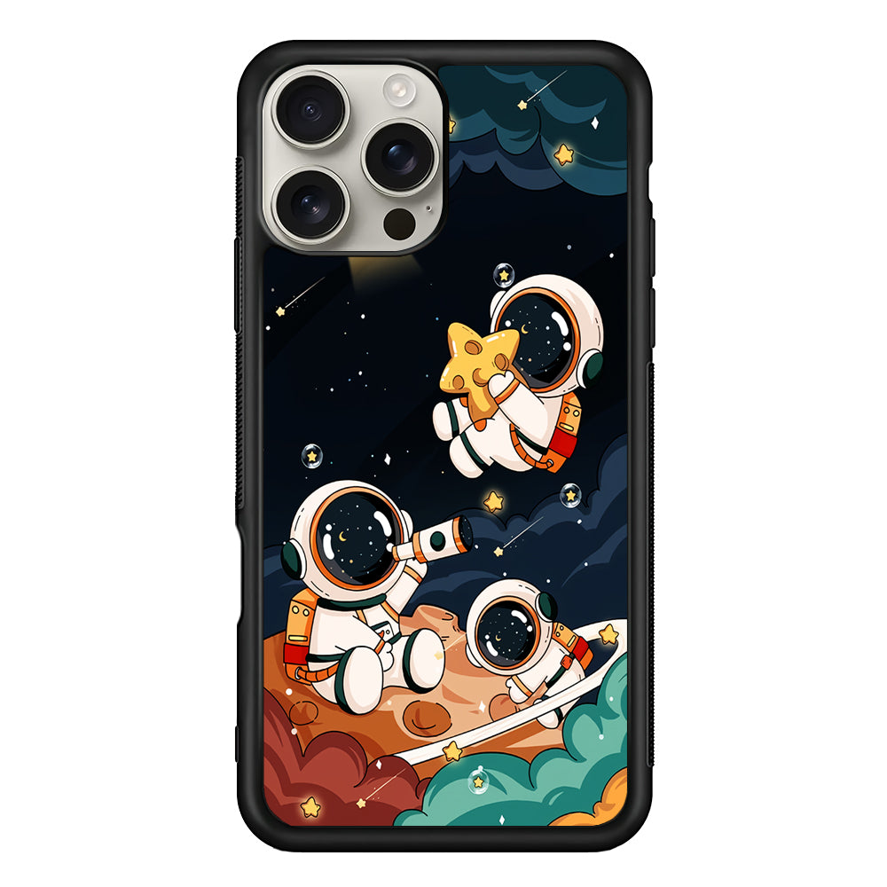 Three Astronauts Playing on a Planet iPhone 16 Pro Max Case | Stylish Protective Case for iPhone 16 Pro Max