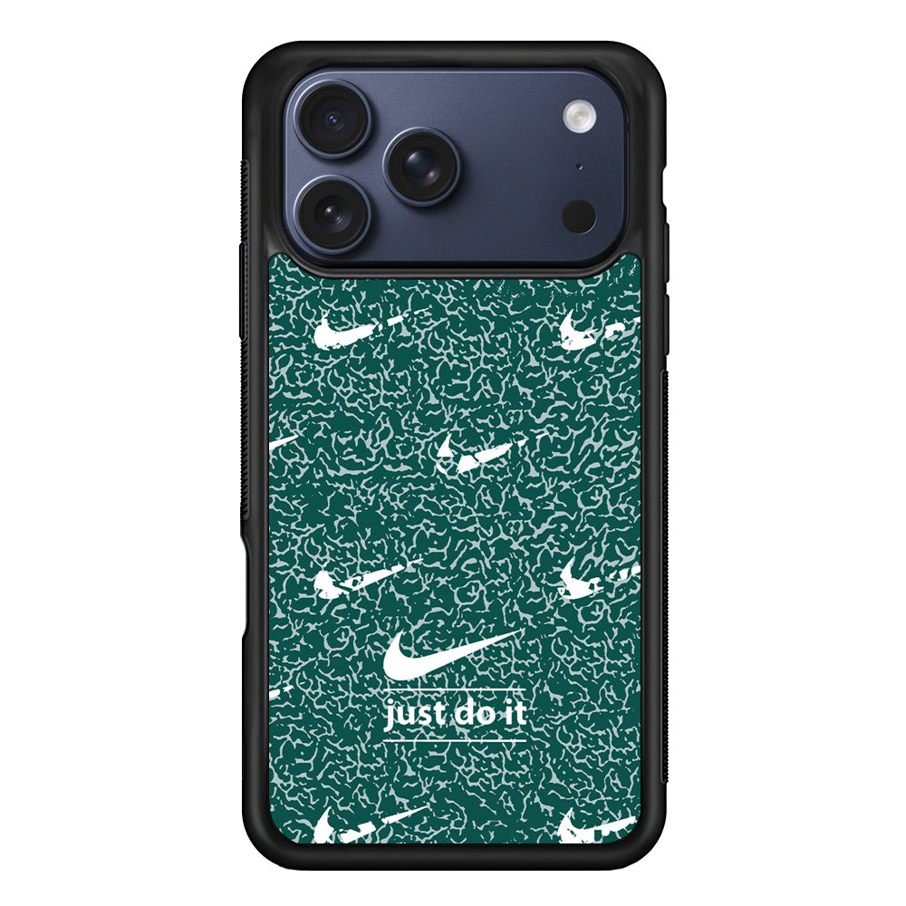 Nike White in Green Patern iPhone 17 Pro Max Case | Durable Rubber Case for iPhone 17 Pro Max