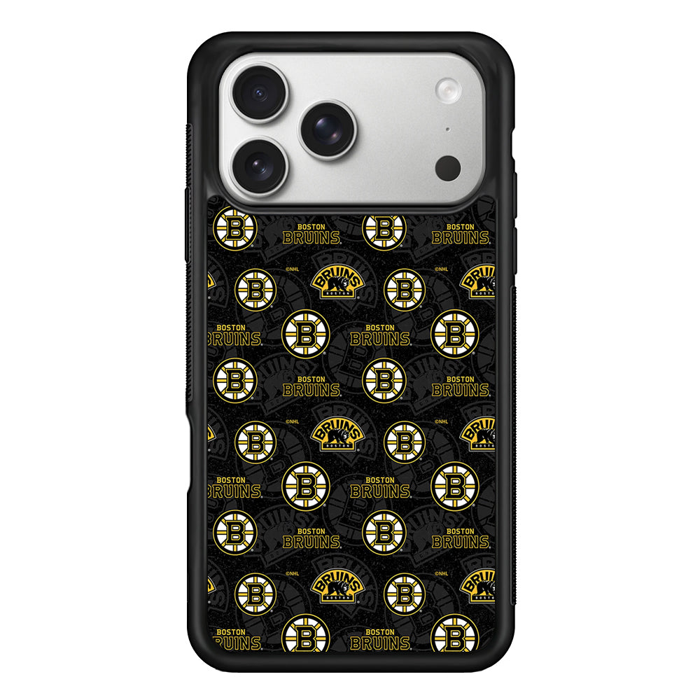 Boston Bruins Pattern iPhone 17 Pro Case | Slim Rubber Case for iPhone 17 Pro