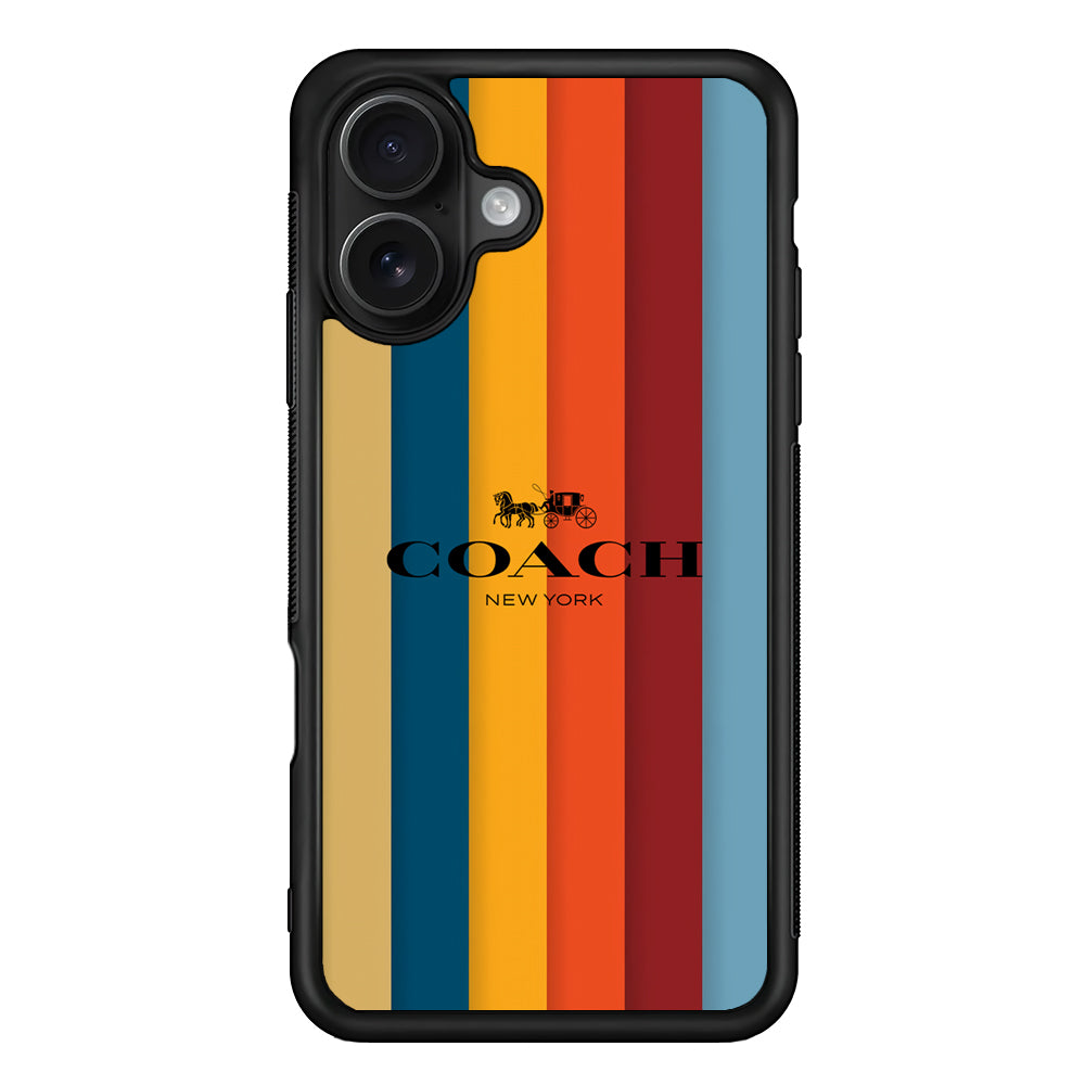 Coach Vertical Colorfull iPhone 16 Case | Slim Rubber Case for iPhone 16