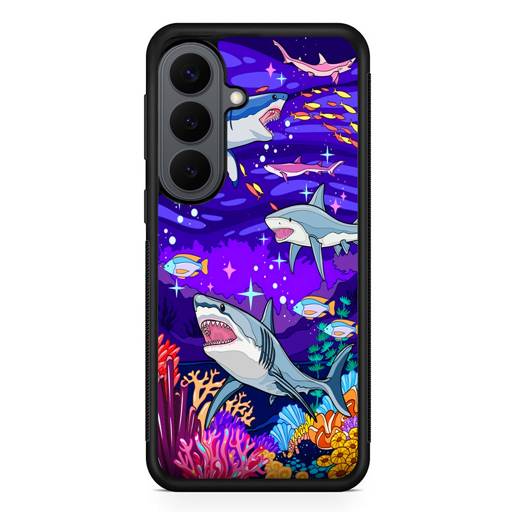Shark Fish Cartoon Samsung Galaxy S26 Plus Case | Slim Rubber Case for Samsung Galaxy S26 Plus