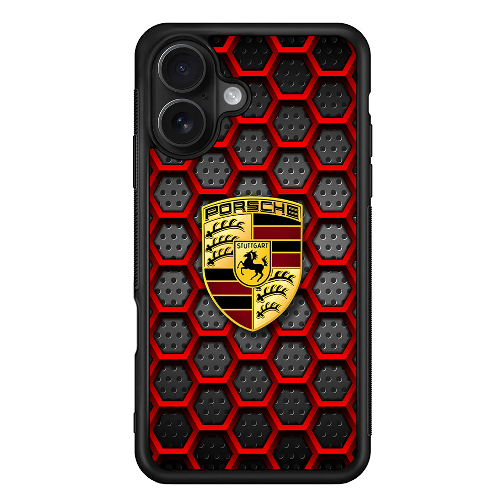 Porsche Red Hexagon iPhone 16 Case - Oxvistore