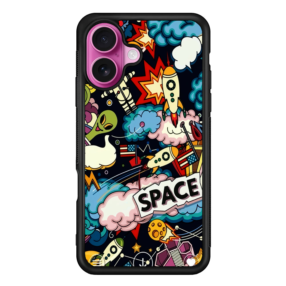 Cartoon Space Rockets iPhone 17 Case | Slim Protective Rubber Phone Cover