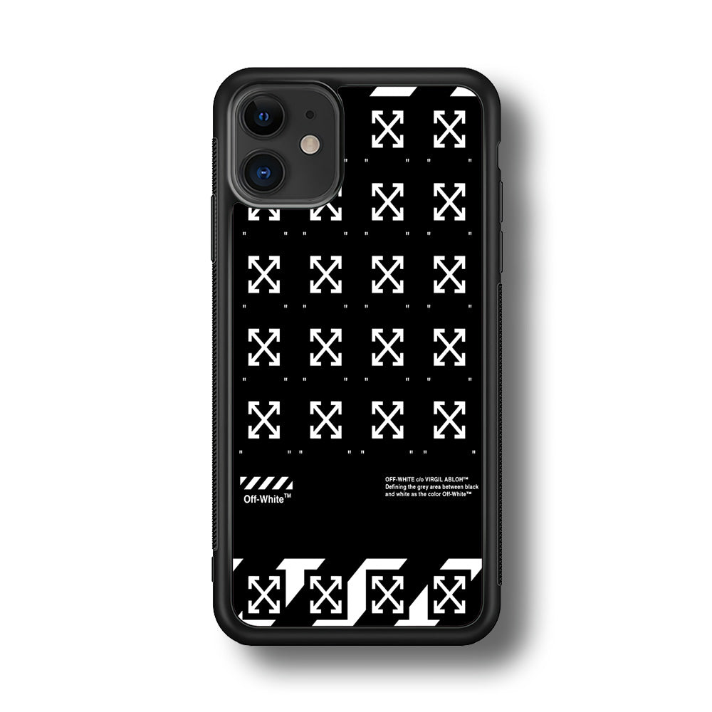 Off White Logo Black Pattern iPhone 12 Case | Slim Rubber Case for iPhone 12