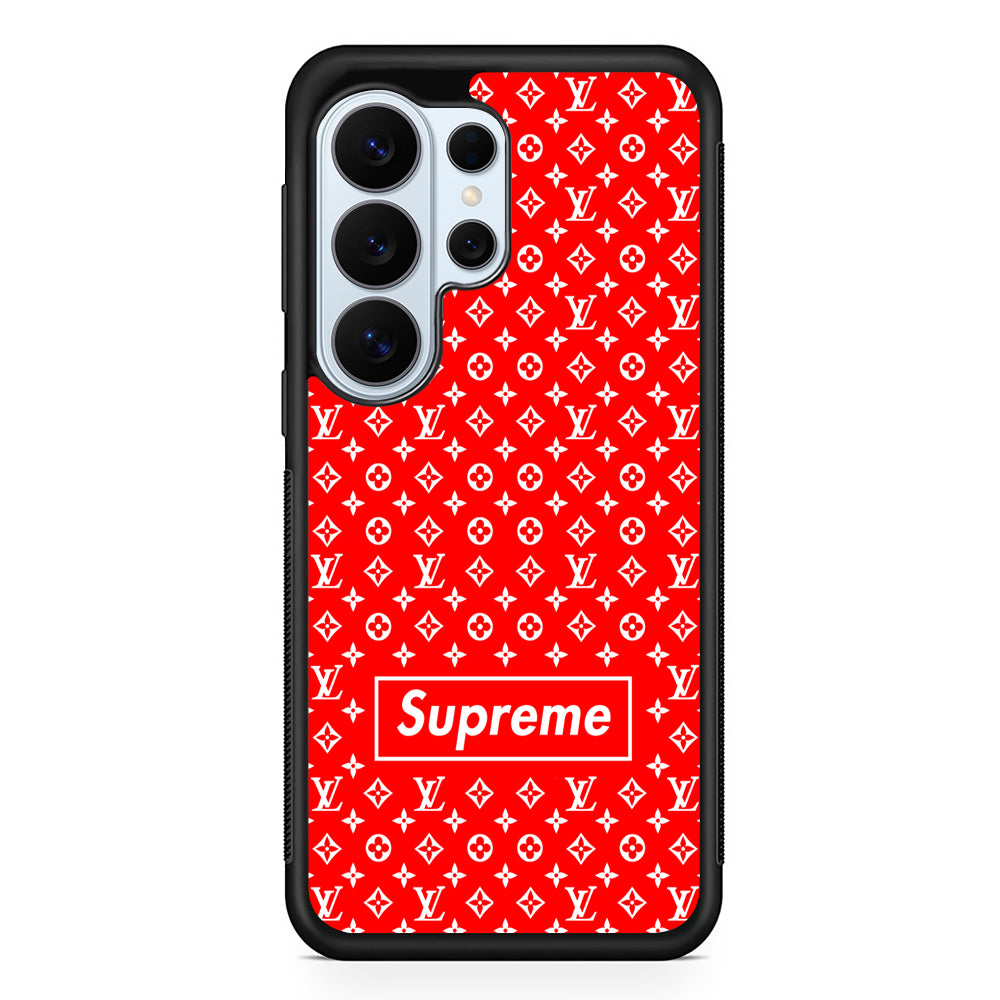 Louis Vuitton X Supreme Red Background Samsung Galaxy S26 Ultra Case | Protective Phone Cover