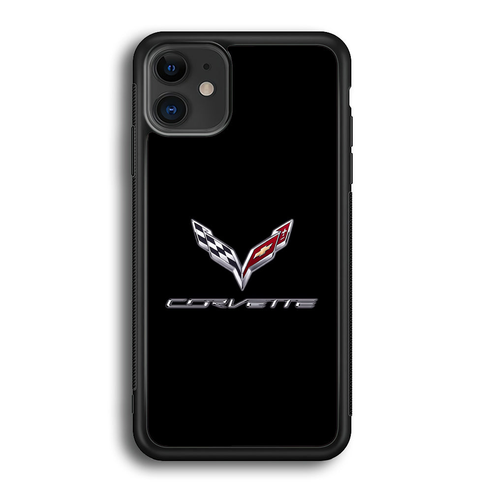 Chevrolet Corvette Logo Black iPhone 12 Case | Slim Rubber Case for iPhone 12