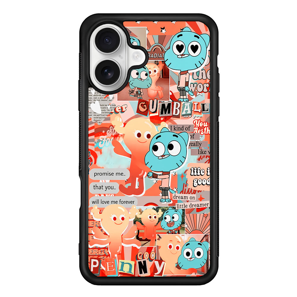 Gumball and Penny Aesthetic iPhone 16 Plus Case | Durable Protective Rubber Cover