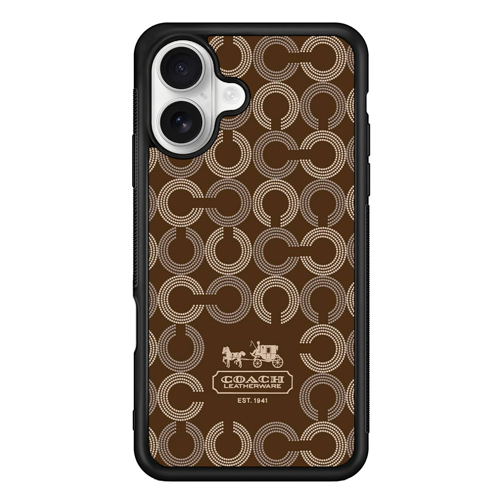 Coach Pattern Brown iPhone 16 Plus Case | Slim Rubber Case for iPhone 16 Plus