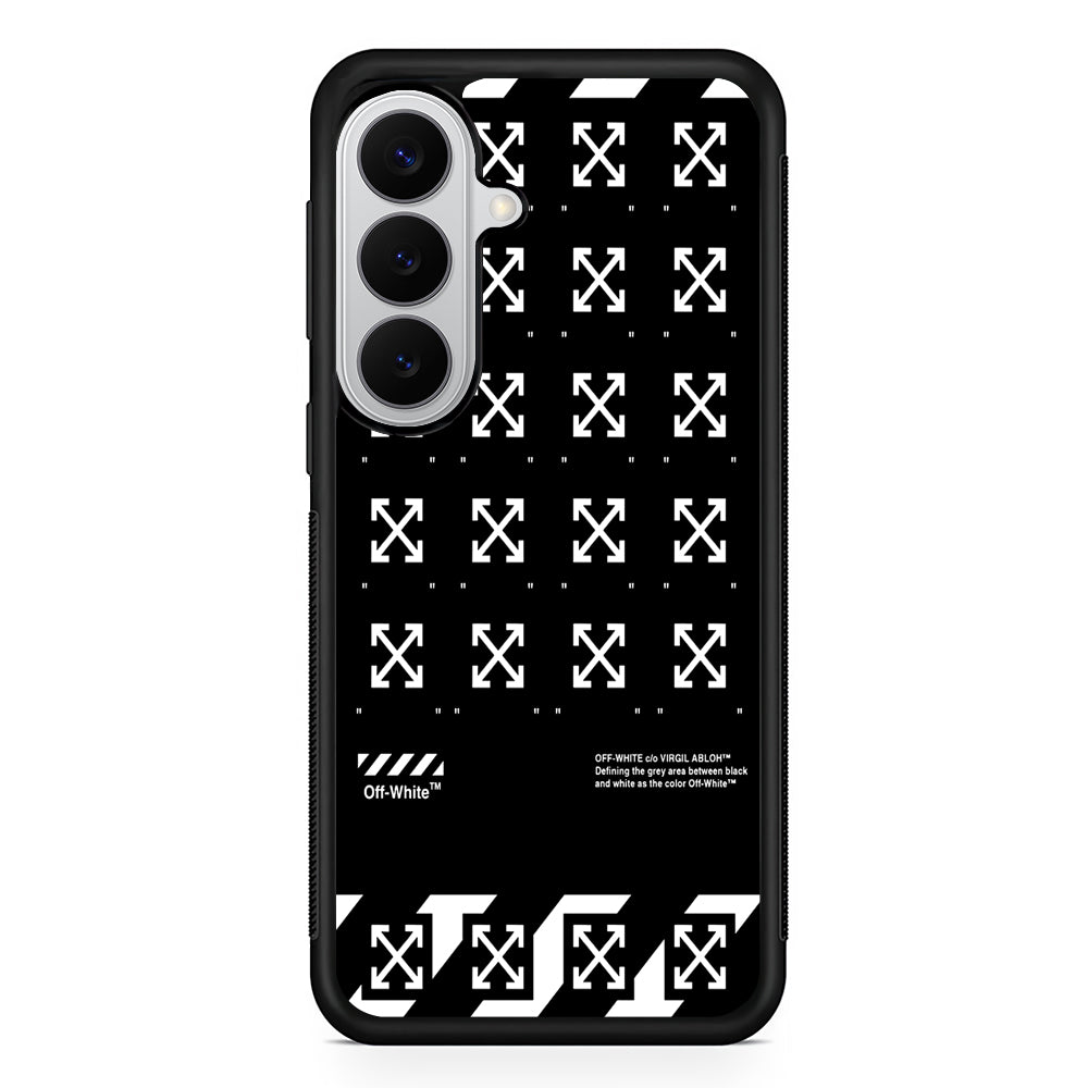 Off White Logo Black Pattern Samsung Galaxy S26 Case | Slim Rubber Case for Samsung Galaxy S26
