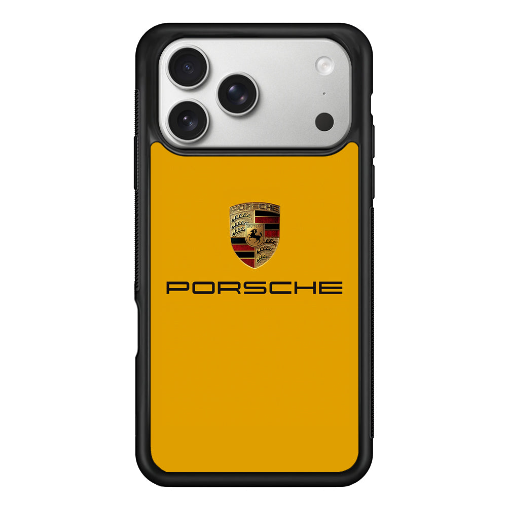 Porsche Car Logo Yellow iPhone 17 Pro Case | Slim Rubber Case for iPhone 17 Pro