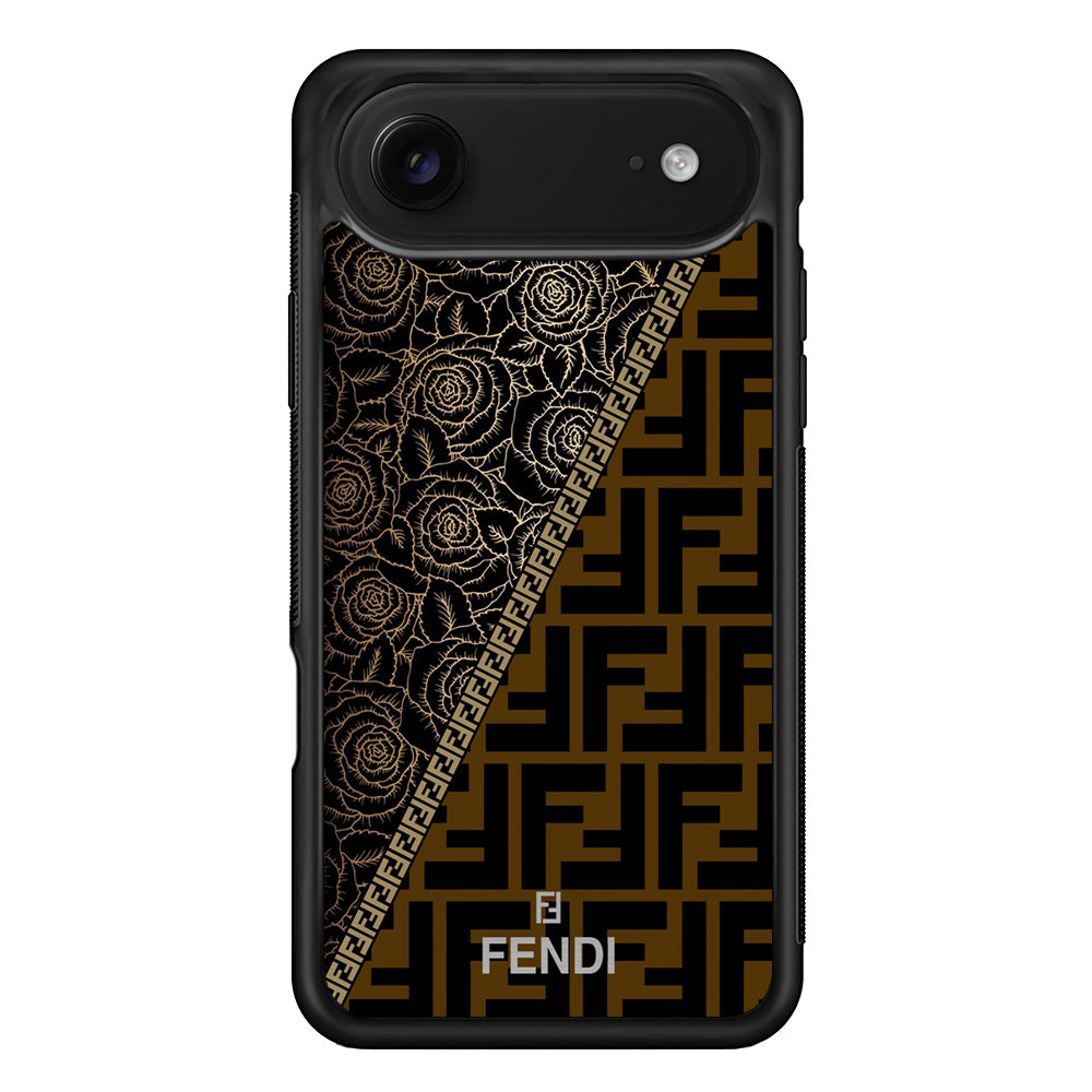 Fendi Slices Black Rose iPhone 17 Air Case | Slim Rubber Case for iPhone 17 Air