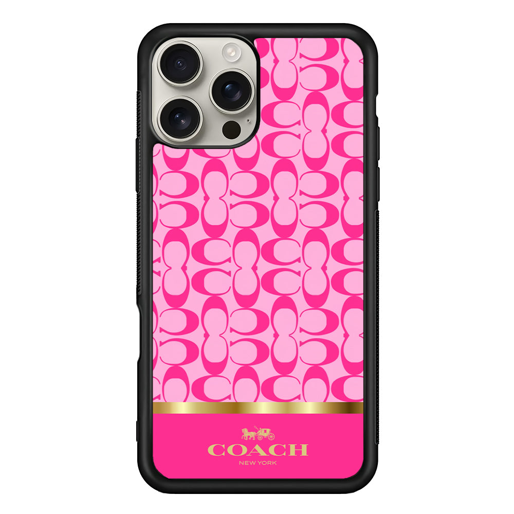 Coach Pink Pattern iPhone 16 Pro Max Case | Slim Rubber Case for iPhone 16 Pro Max