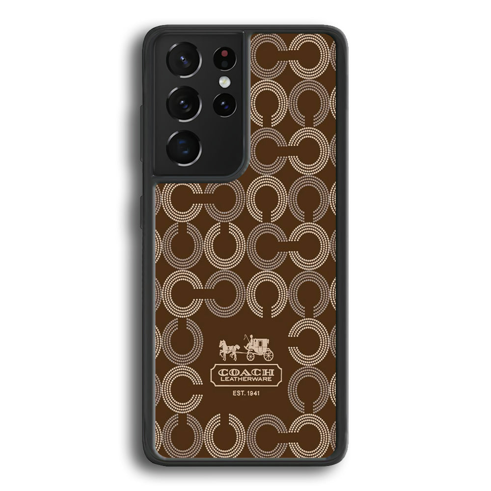 Coach Pattern Brown Samsung Galaxy S24 Ultra Case | Slim Rubber Case for Samsung Galaxy S24 Ultra