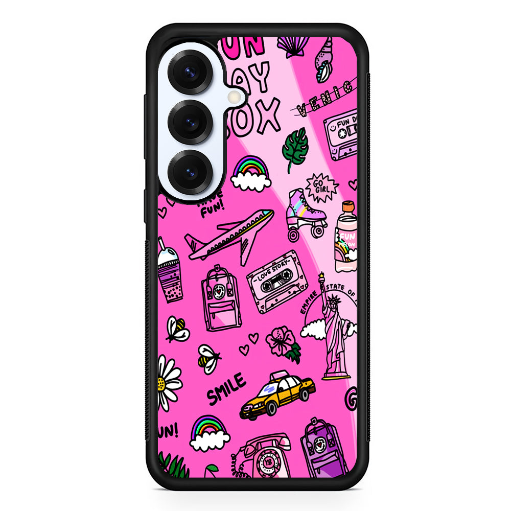 Pink Cute Girly Pattern Samsung Galaxy S25 Plus Case | Slim Rubber Cover for Samsung Galaxy S25 Plus