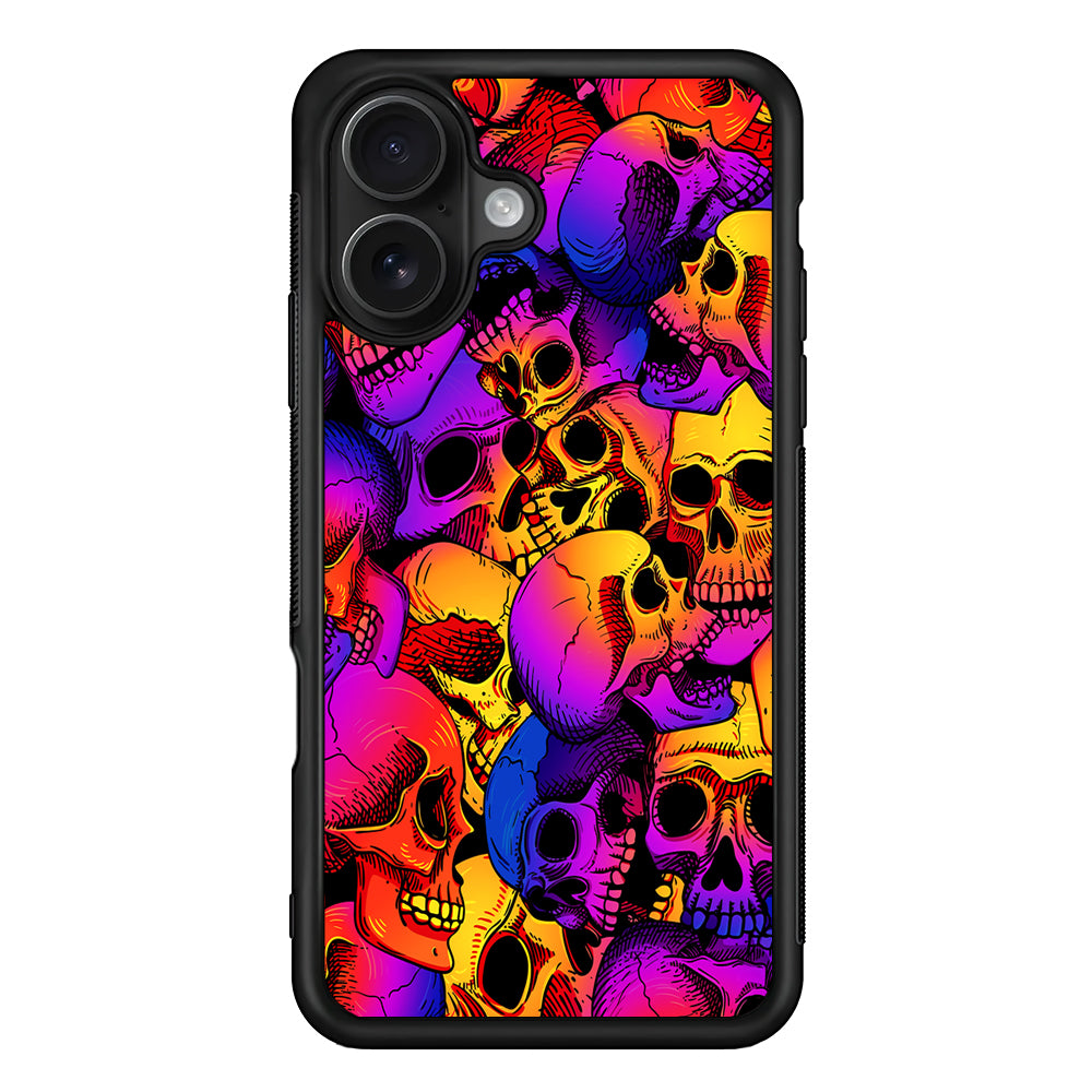 Skulls Pattern Gradient iPhone 16 Case - Oxvistore