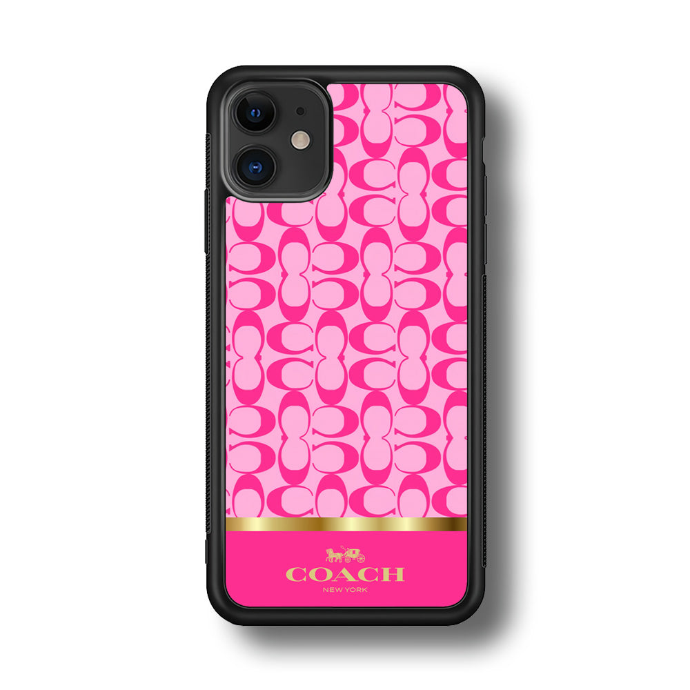 Coach Pink Pattern iPhone 12 Case | Slim Rubber Case for iPhone 12