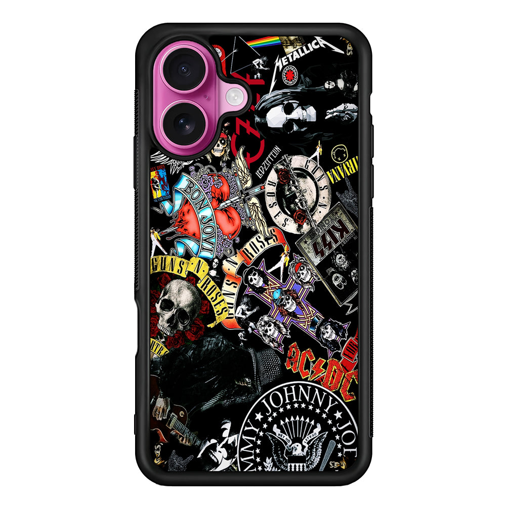 Rock Bands Logo Collage iPhone 17 Case | Slim Protective Rubber Phone Cover