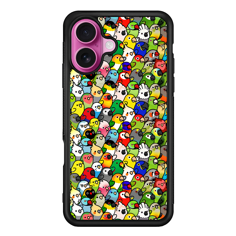 Kawaii Birds Pattern iPhone 17 Case | Slim Protective Rubber Phone Cover