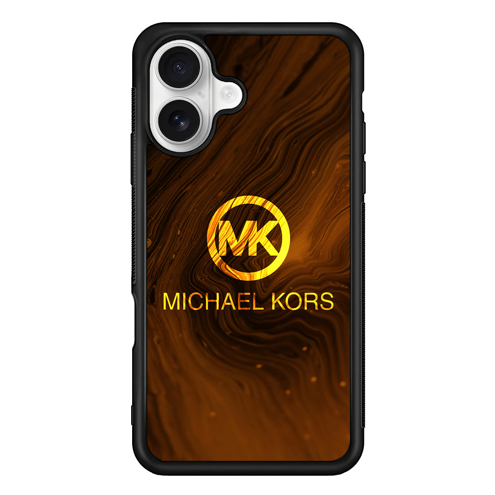 Michael Kors Brown Abstract iPhone 16 Plus Case | Slim Rubber Case for iPhone 16 Plus