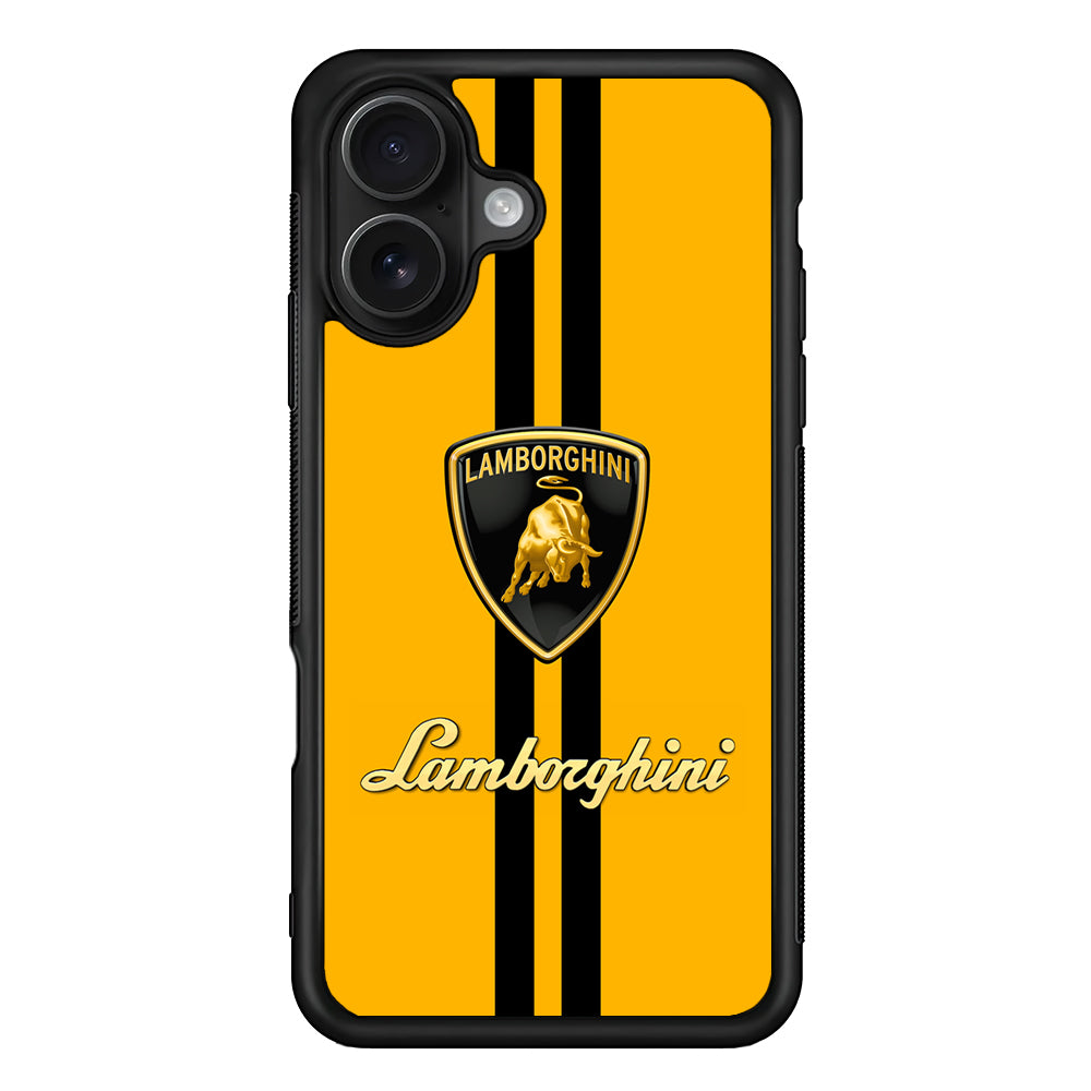 Lamborghini Logo Yellow iPhone 16 Case | Slim Rubber Case for iPhone 16