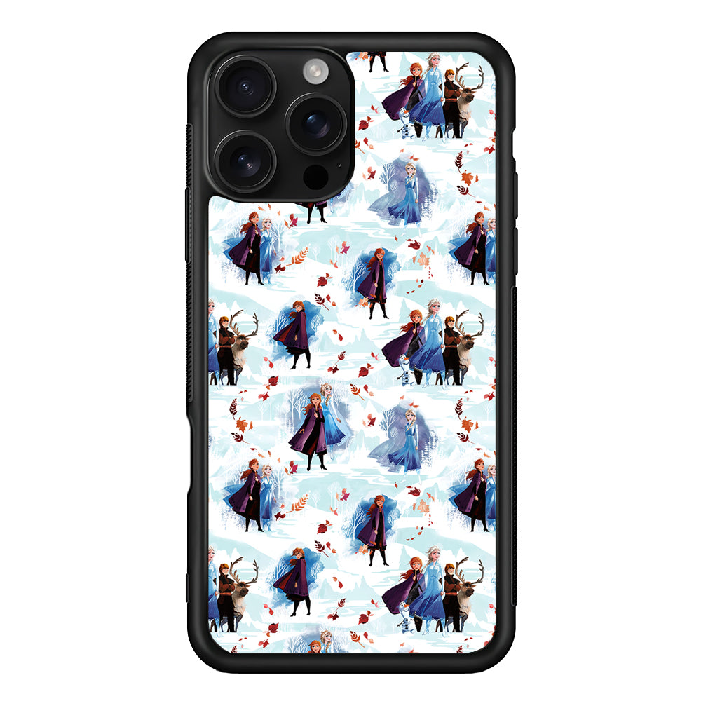 Elsa Anna Frozen Pattern Autumn iPhone 16 Pro Case | Durable Protective Case for iPhone 16 Pro