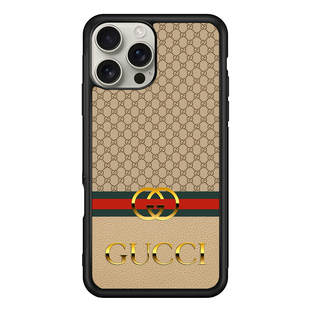 Gucci Gold Clasp iPhone 16 Pro Max Case | Slim Rubber Case for iPhone 16 Pro Max