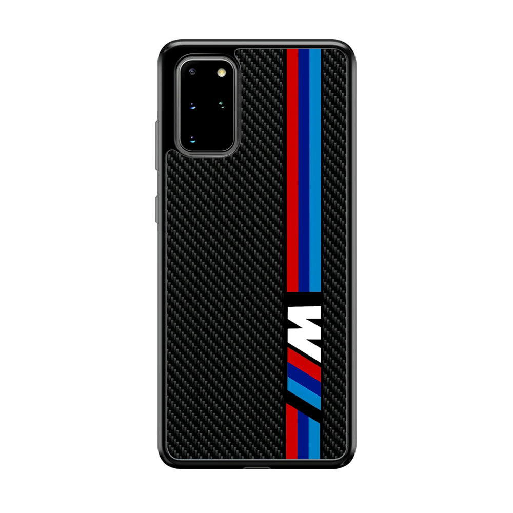 BMW M Carbon Tricolor Stripes Samsung Galaxy S20 Plus Case | Slim Rubber Case for Samsung Galaxy S20 Plus