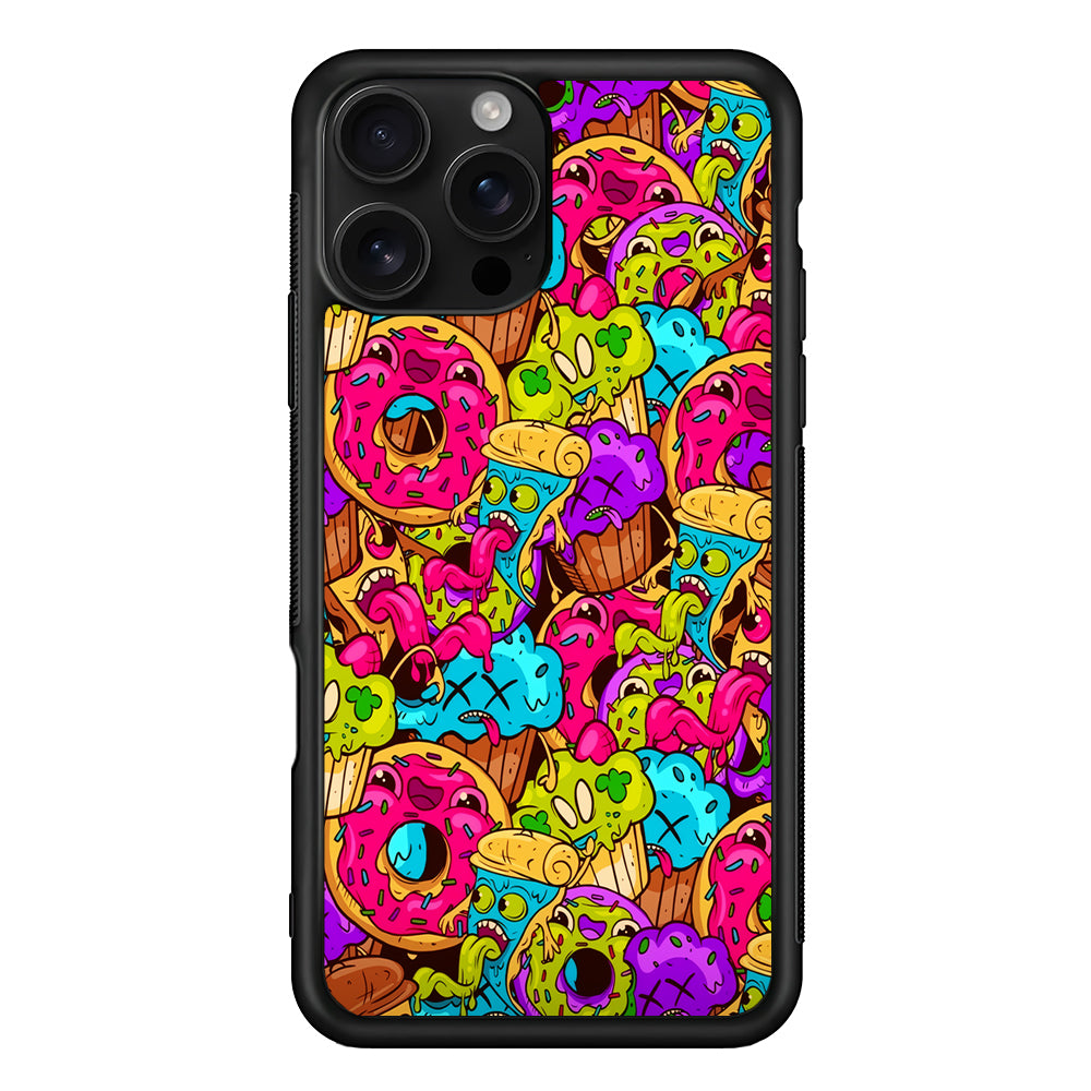 Cartoon Food Monster Doodle iPhone 16 Pro Case | Durable Protective Case for iPhone 16 Pro
