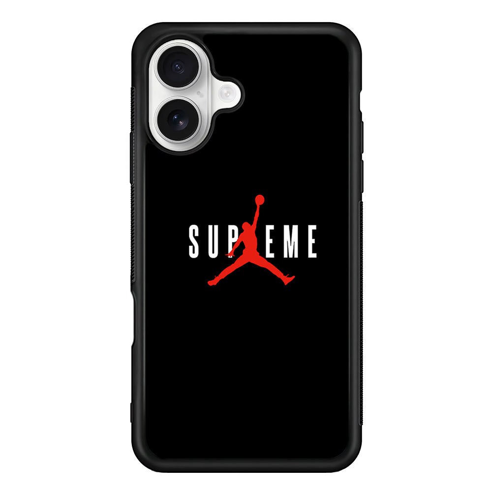 Jordan X Supreme Black Background iPhone 16 Plus Case | Slim Rubber Case for iPhone 16 Plus