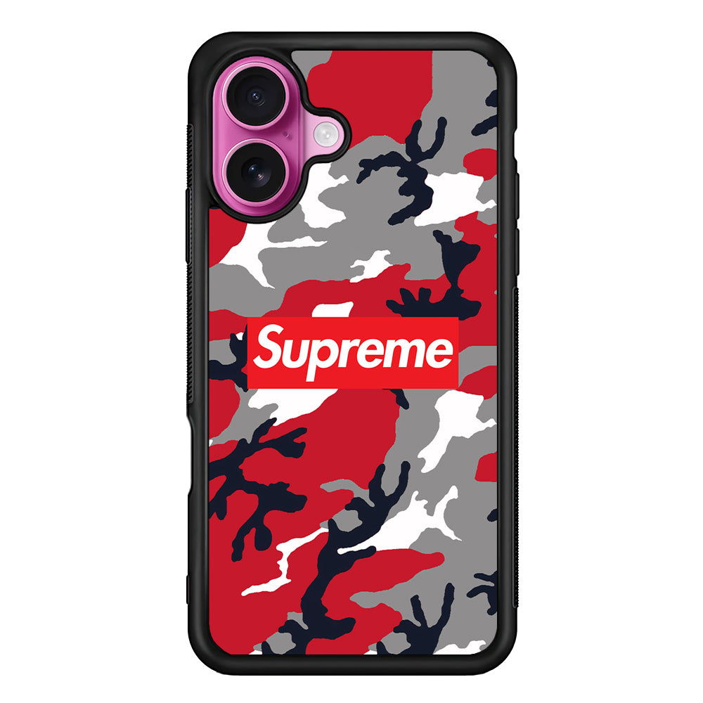 Supreme Camo Red iPhone 17 Case | Slim Rubber Case for iPhone 17