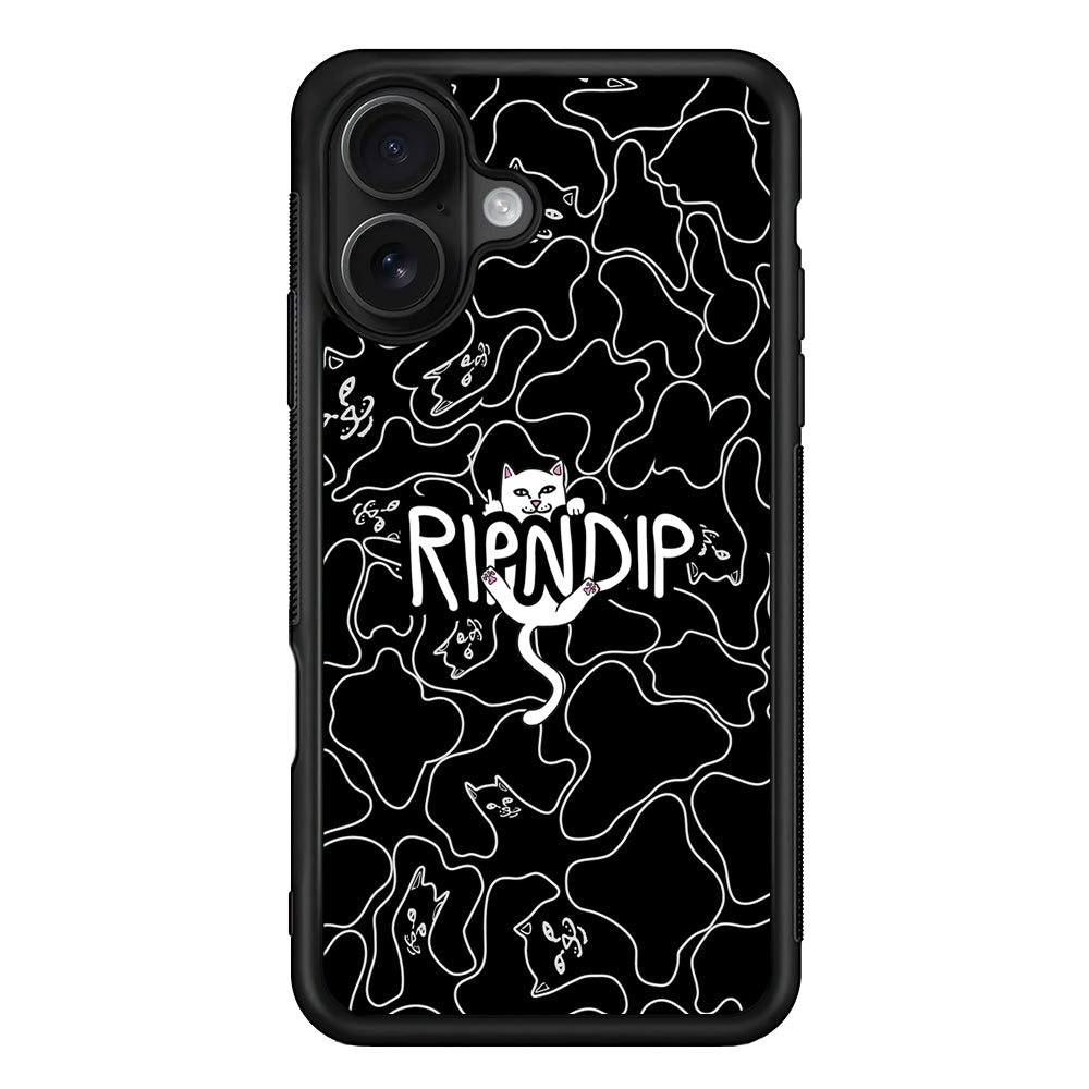 Rip N Dip Black Camo iPhone 16 Case | Slim Rubber Case for iPhone 16