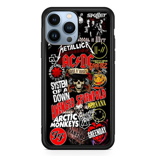 90s Rock Metal Aesthetic 2D Rubber Phone Case-Black-Oxvistore