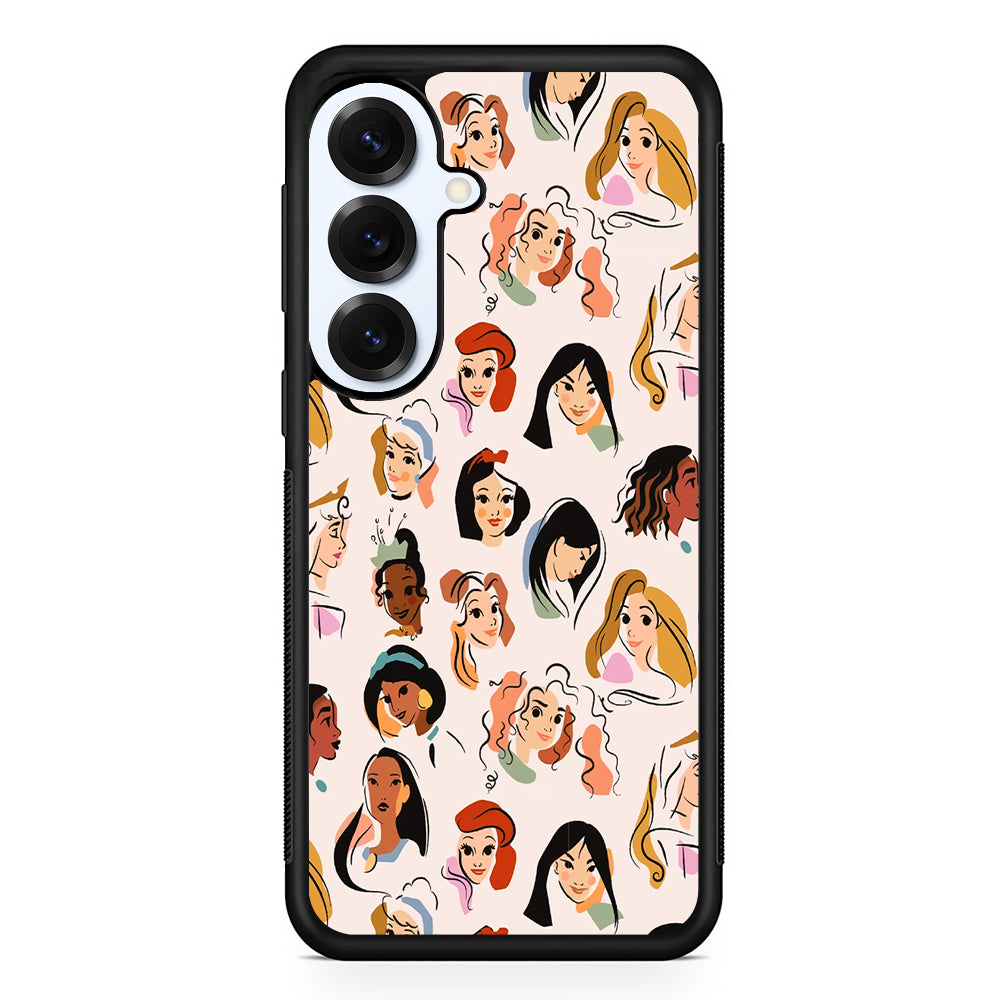 Princess Face Sketch Collection Samsung Galaxy S25 Plus Case | Slim Rubber Cover for Samsung Galaxy S25 Plus