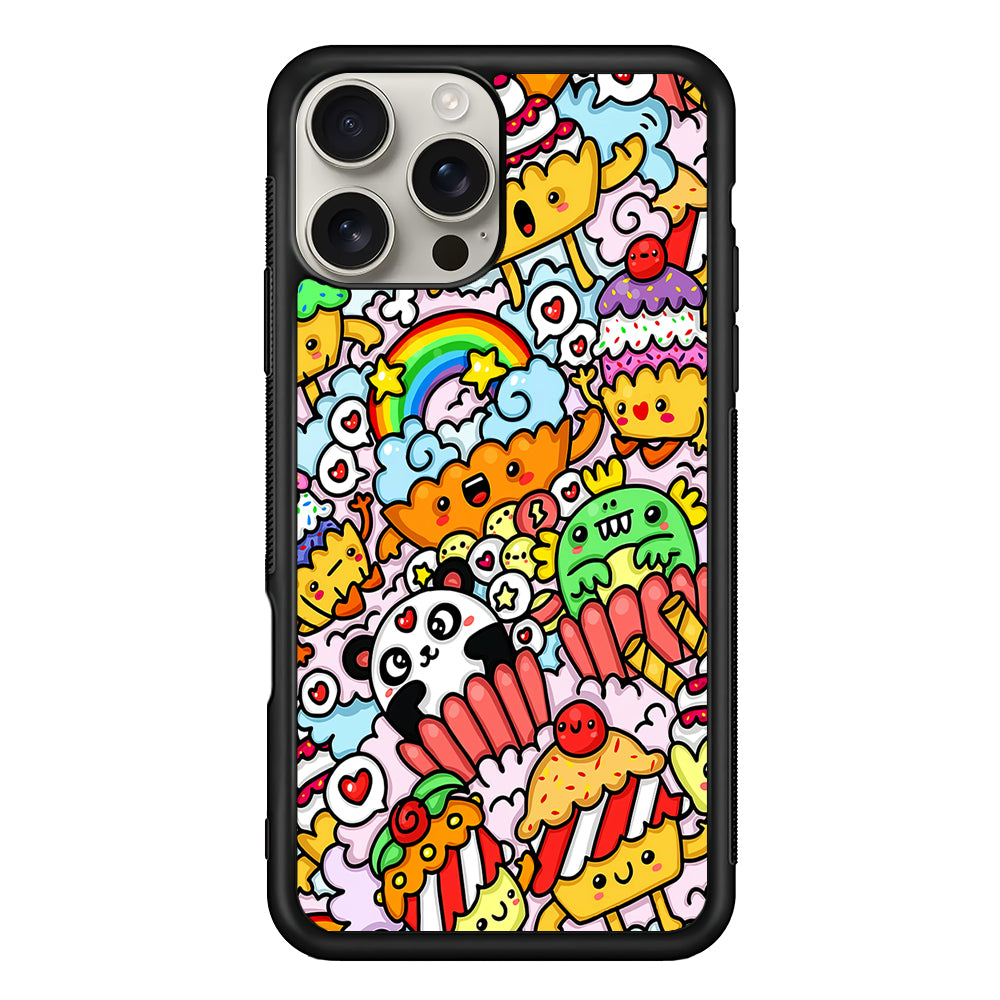 Kawaii Cupcake Graffiti Doodles iPhone 16 Pro Max Case | Stylish Protective Case for iPhone 16 Pro Max