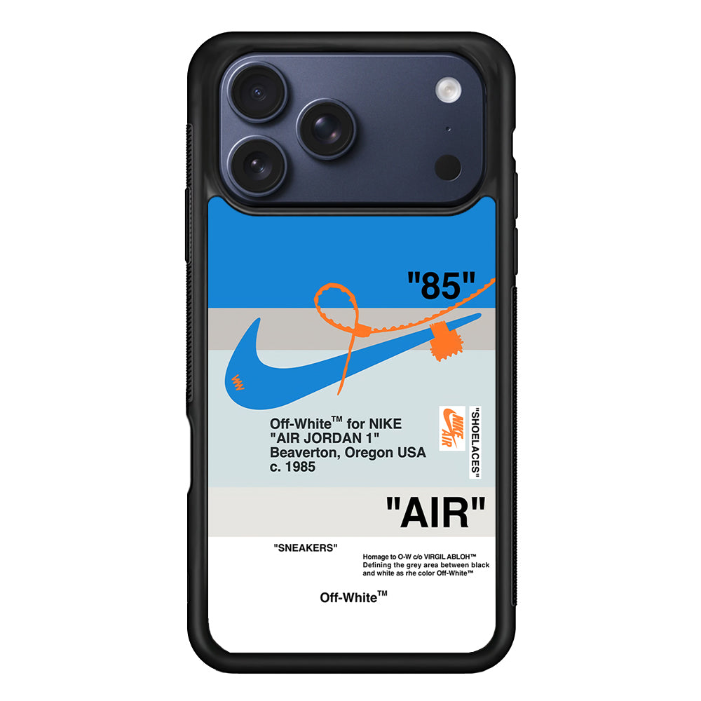 Off White x Nike Air Jordan Blue iPhone 17 Pro Max Case | Slim Rubber Case for iPhone 17 Pro Max