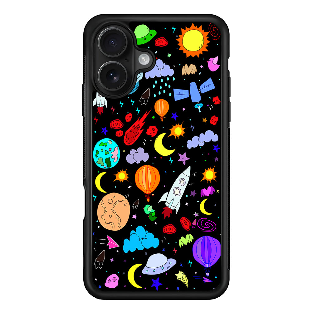 Cartoon Space Pattern iPhone 16 Case - Oxvistore