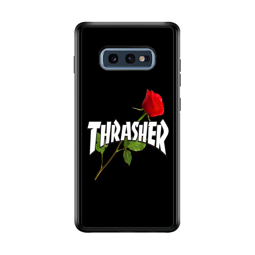 Thrasher Black Rose Flower Samsung Galaxy S10E Case | Slim Rubber Case for Samsung Galaxy S10E