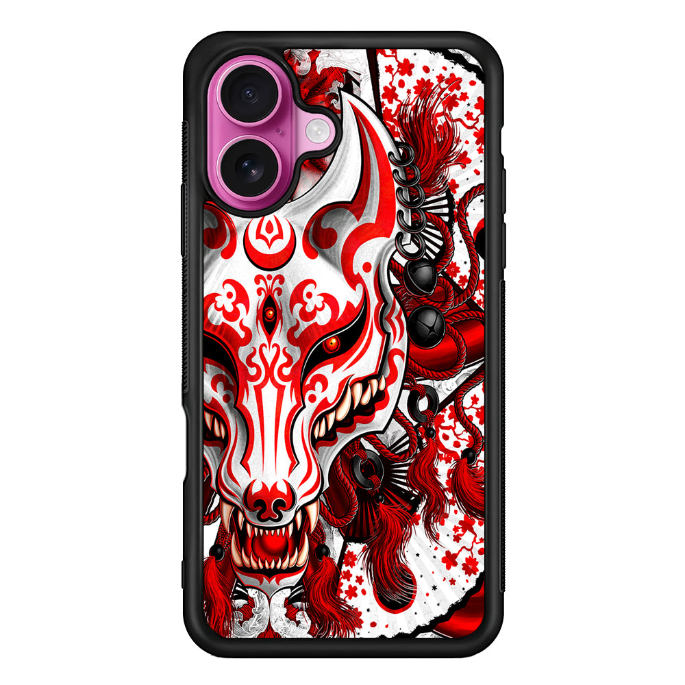 Kitsune Fox Mask Bloody White iPhone 17 Case | Slim Protective Rubber Phone Cover