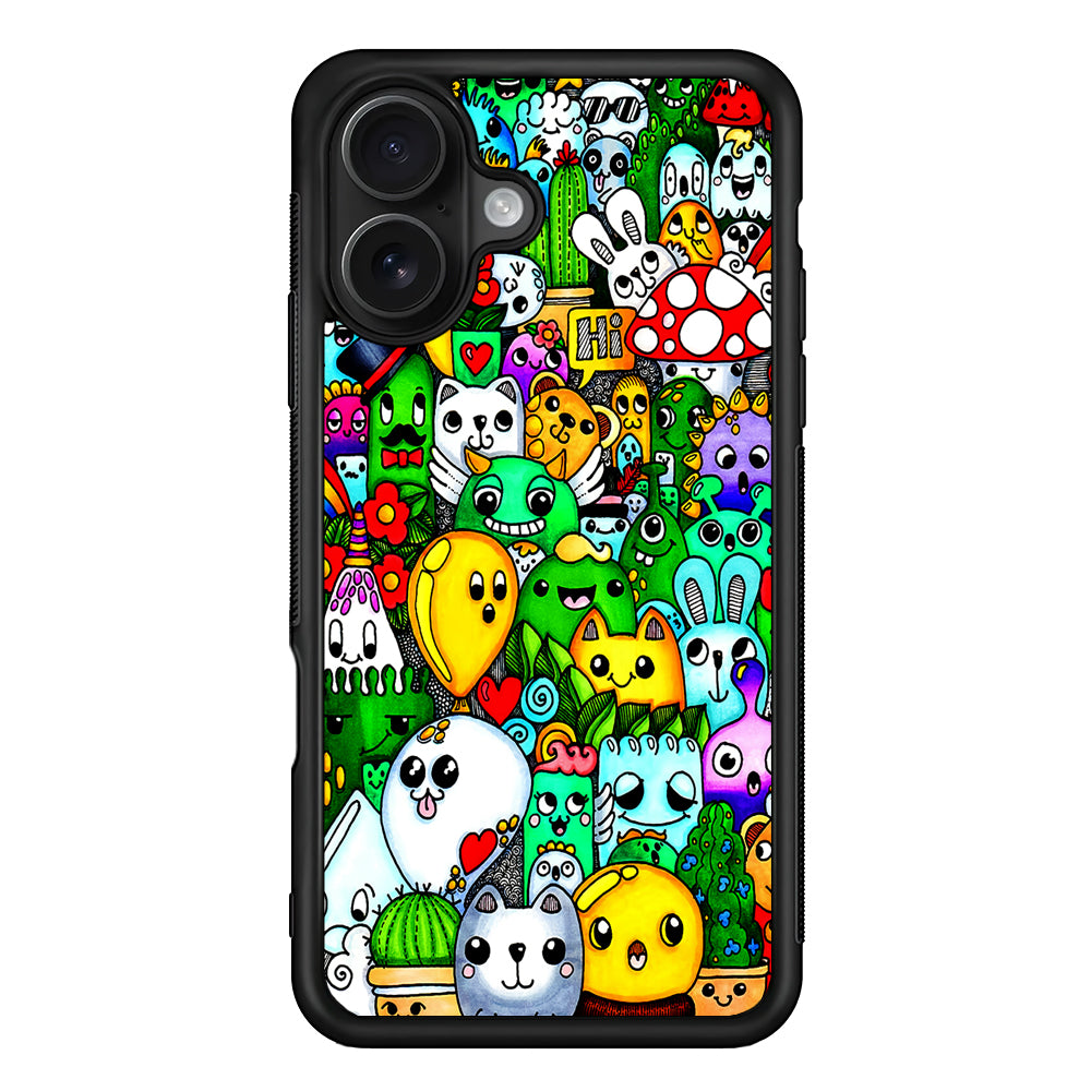Cute Doodle Art Colorful iPhone 16 Case - Oxvistore