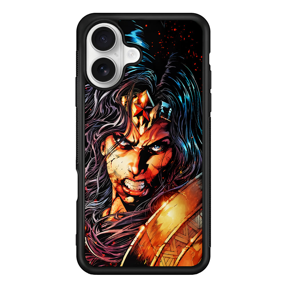 Wonder Woman Comic Art iPhone 16 Plus Case | Durable Protective Rubber Cover