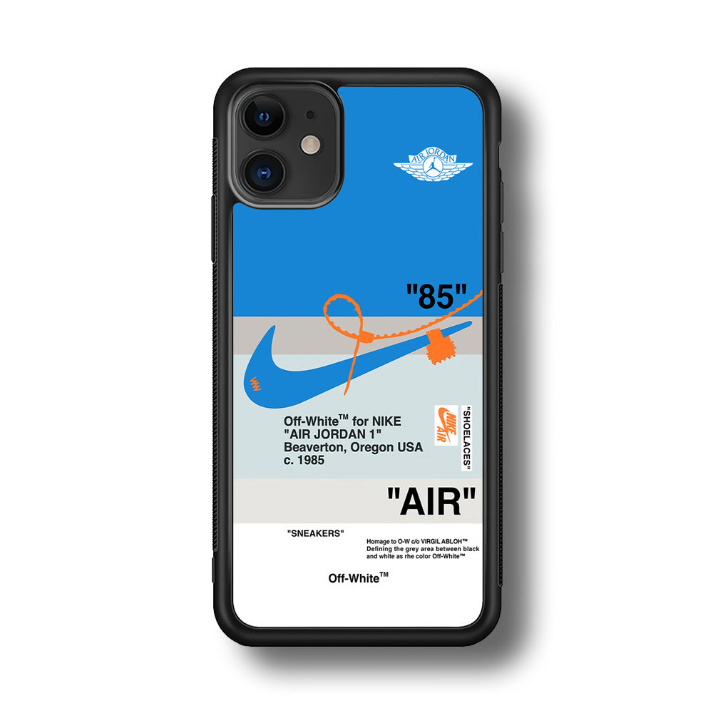 Off White x Nike Air Jordan Blue iPhone 12 Case | Slim Rubber Case for iPhone 12