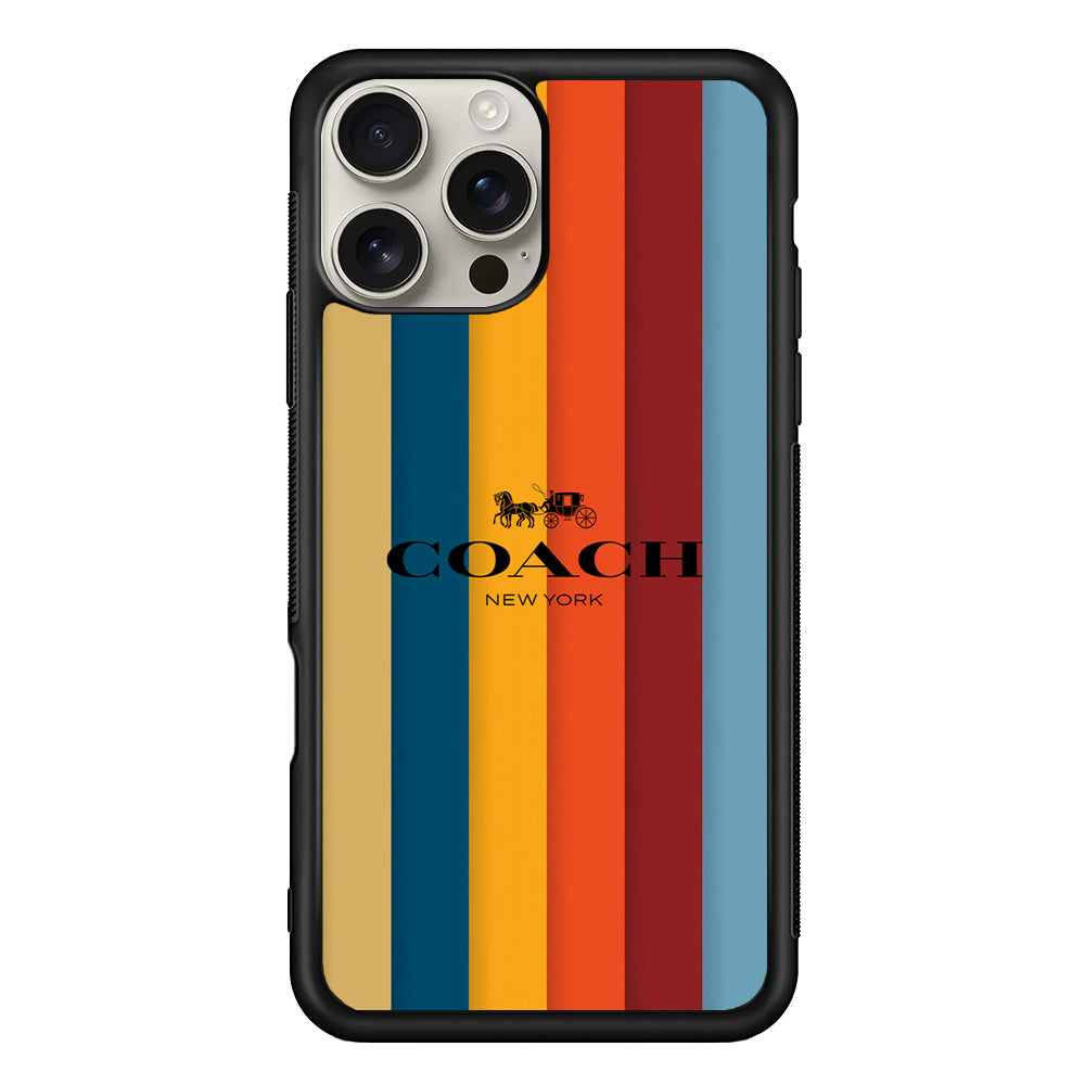 Coach Vertical Colorfull iPhone 16 Pro Max Case | Slim Rubber Case for iPhone 16 Pro Max