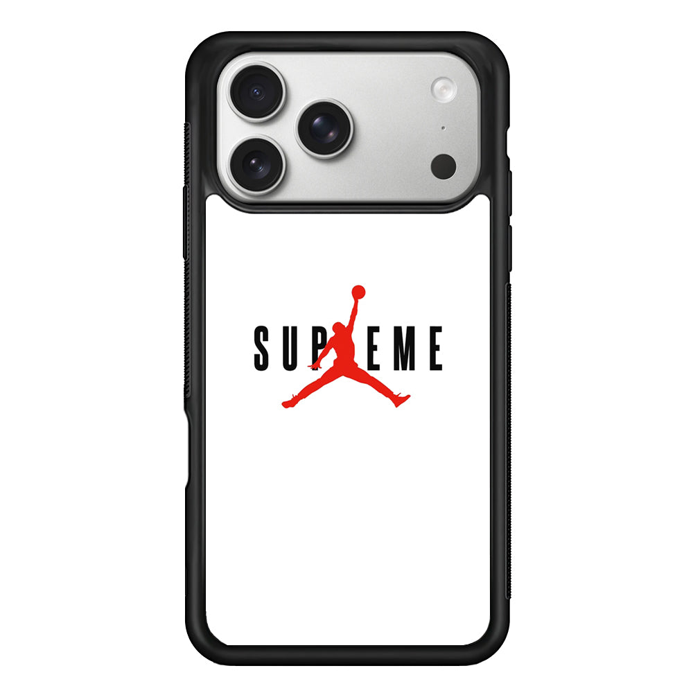 Jordan X Supreme White Background iPhone 17 Pro Case | Slim Rubber Case for iPhone 17 Pro