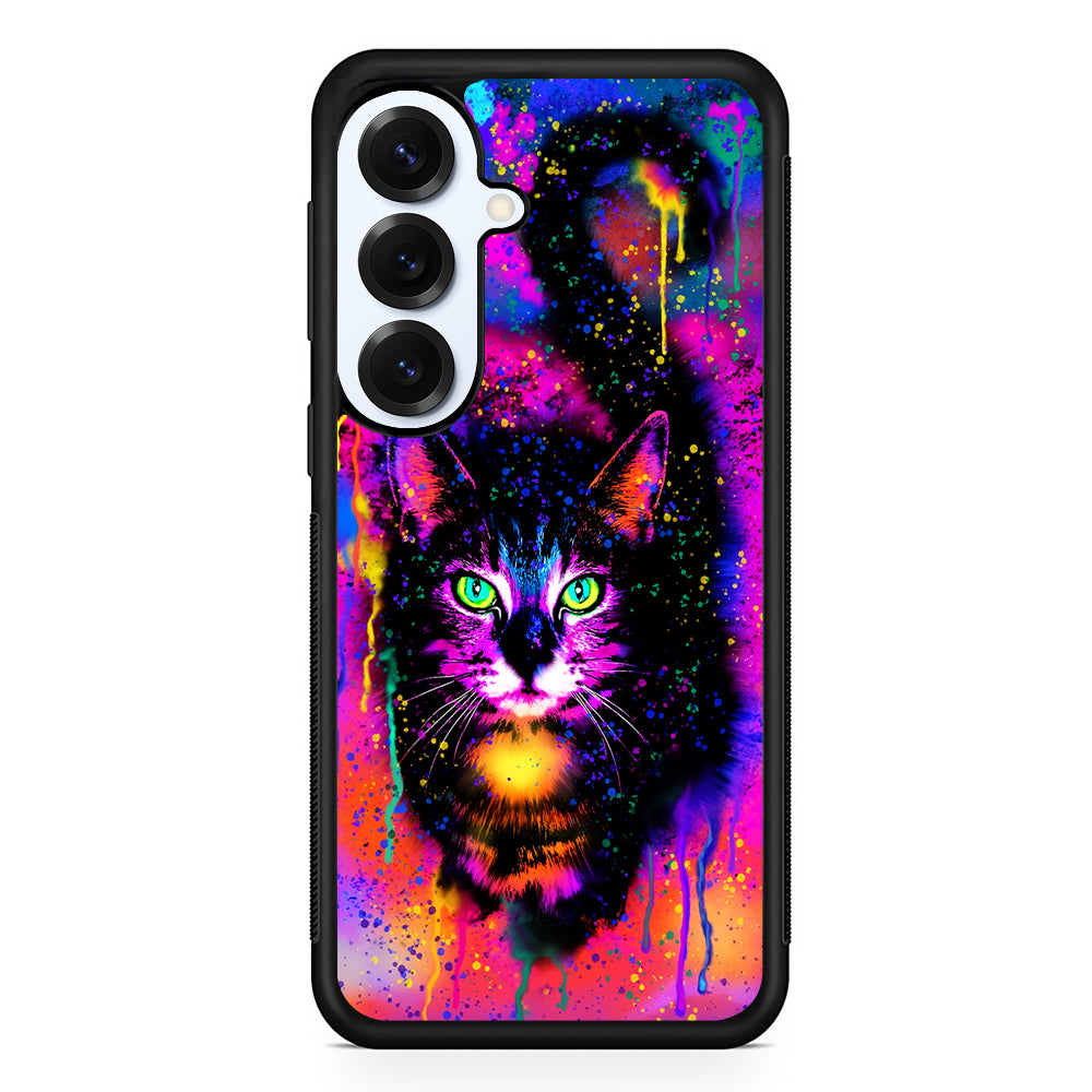 Cute Rainbow Cat Painting Samsung Galaxy S25 Plus Case | Slim Rubber Cover for Samsung Galaxy S25 Plus