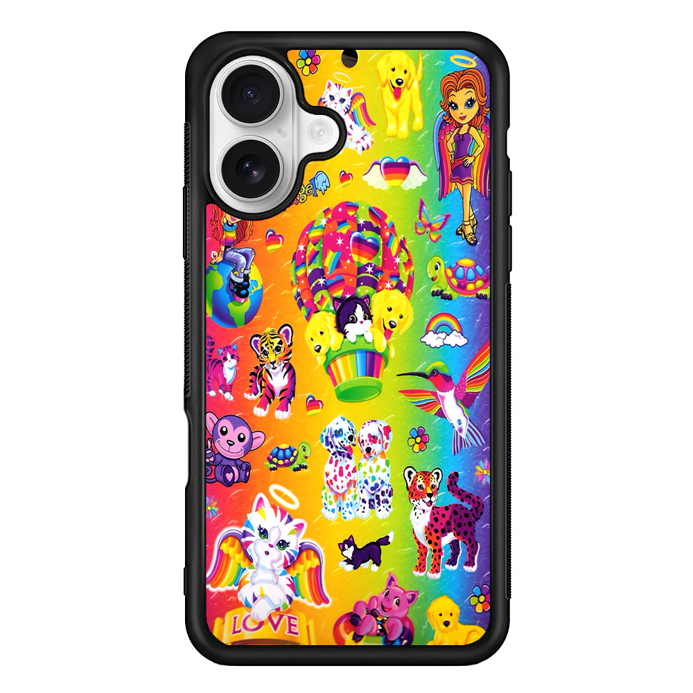 Cute Animal Cartoon Rainbow Pattern iPhone 16 Plus Case | Durable Protective Rubber Cover