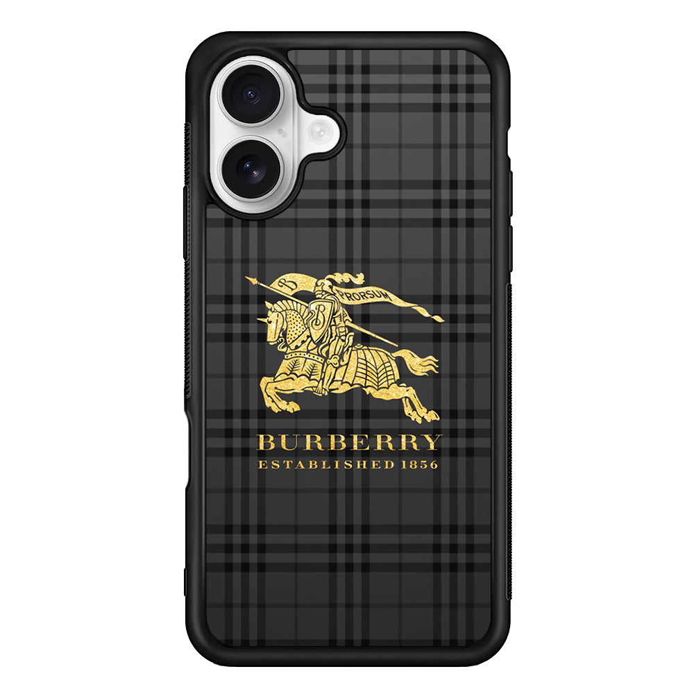 Burberry Simple Dark Grey iPhone 16 Plus Case | Slim Rubber Case for iPhone 16 Plus