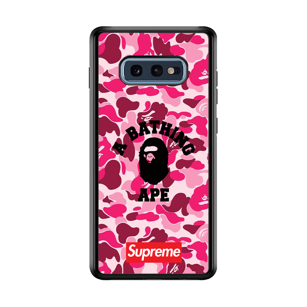 A Bathing Ape Supreme Bape Camo Samsung Galaxy S10E Case-Rubber Black (2D Case)-Oxvistore
