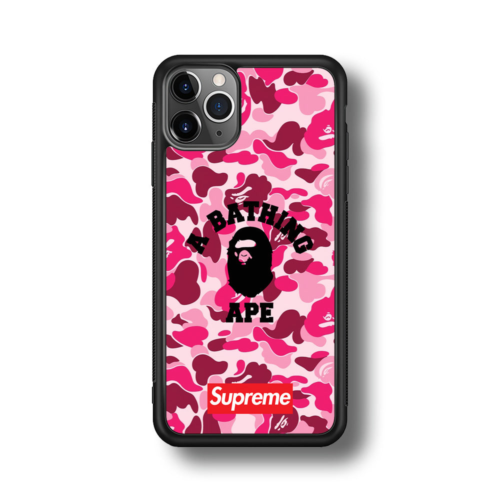 A Bathing Ape Supreme Bape Camo iPhone 11 Pro Max Case-Rubber Black (2D Case)-Oxvistore